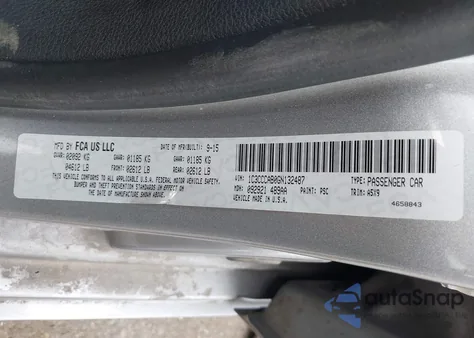 2016 Chrysler 200 Limited z USA, uszkodzony, nr VIN 1C3CCCAB0GN132487